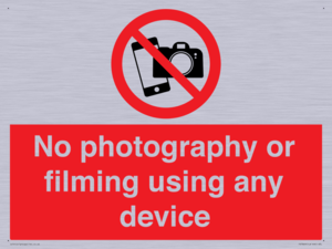 No photography or filming using any device
